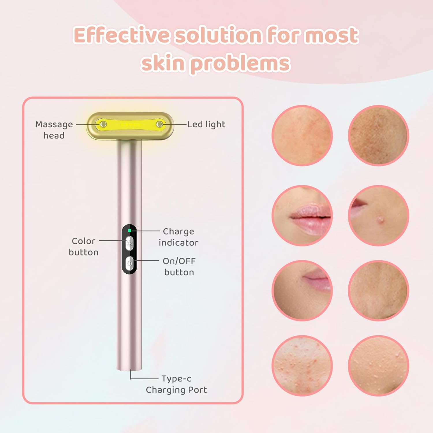 Red-Light-Therapy-Wand, appareil de massage facial